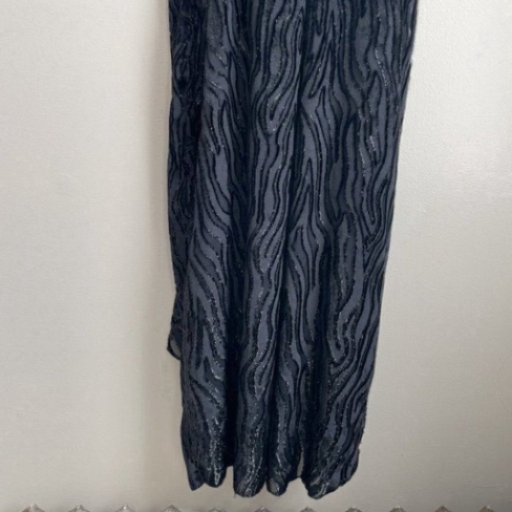 SAYLOR Farrah Tiger Metallic Velvet Burnout Divoré Wrap Style Midi Slit Dress - Picture 15 of 16